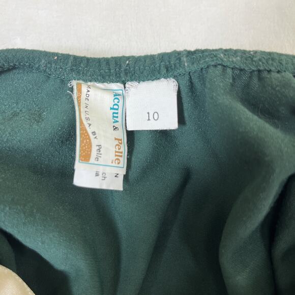 Vintage Acqua & Pelle sz. 10 Green Faux Suede Western Style 1-pc Bathing Suit - Picture 5 of 12